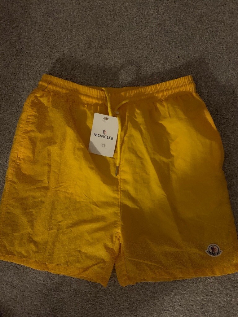 yellow moncler swim shorts
